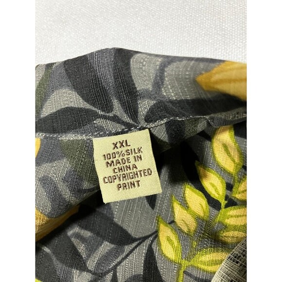 Tommy Bahama Hawaiian Charcoal Yellow Floral AOP Silk Camp Beach Shirt Men's XXL - Picture 5 of 8